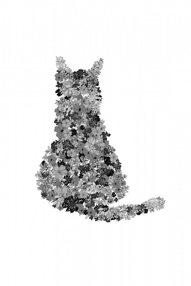 Florale Katzensilhouette von Danushka Abeygoda