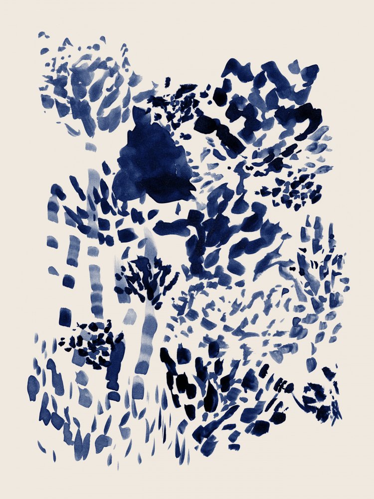 Flüssige blaue Pinselarbeit von Danushka Abeygoda