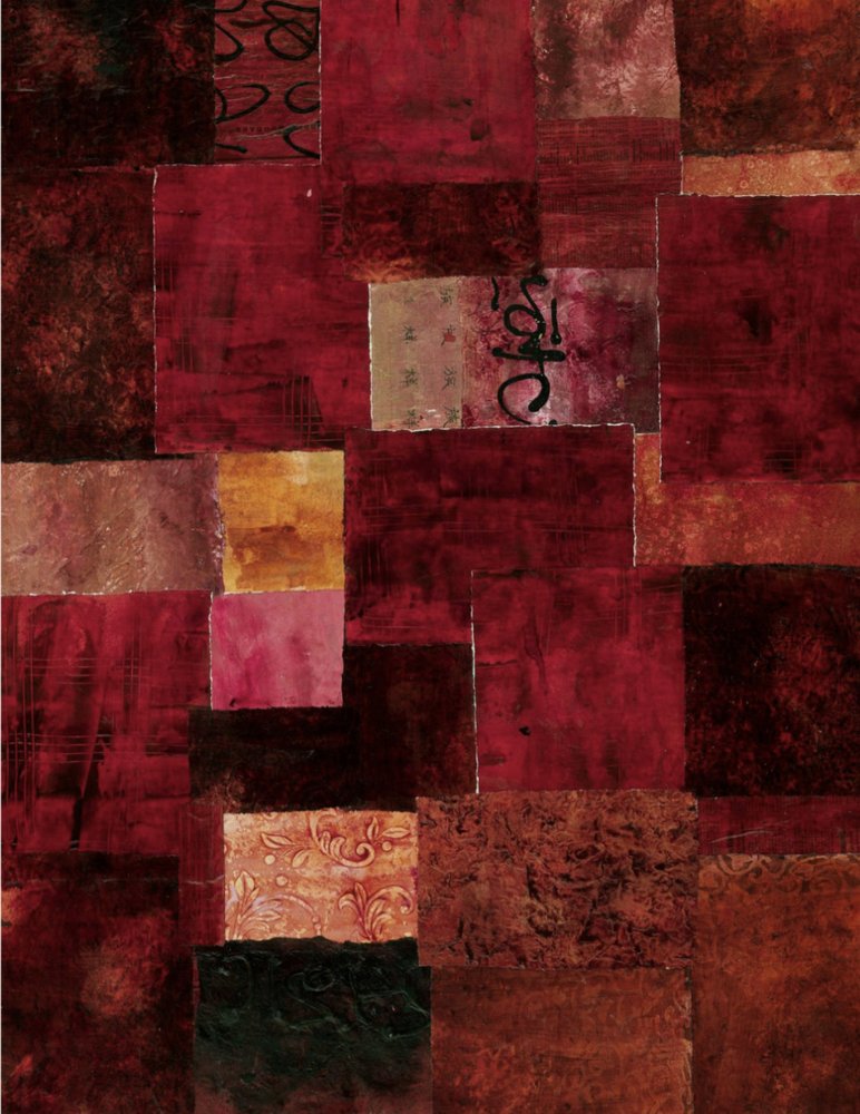 Karmesinrotes Patchwork Abstrakt von Deb Chaney