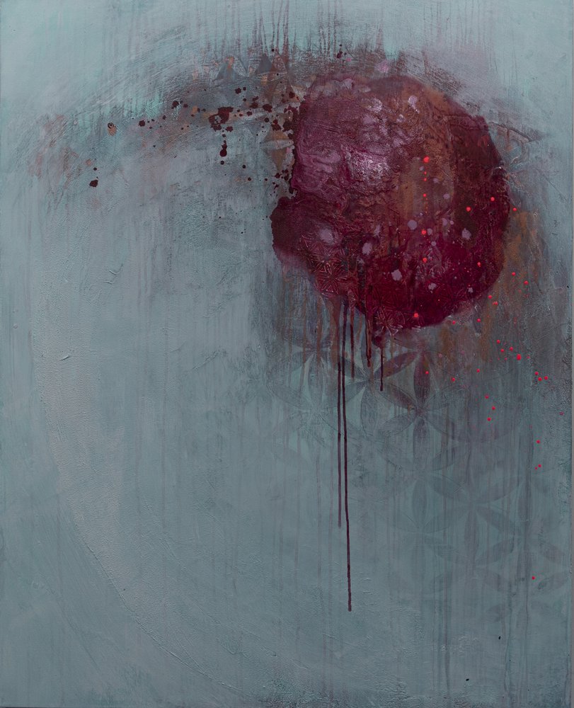 Tiefes Burgunder-Abstrakt von Deb Chaney