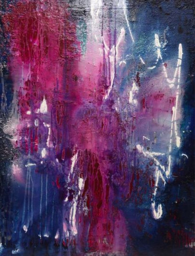 Fuchsia Blaue Abstraktion von Deb Chaney