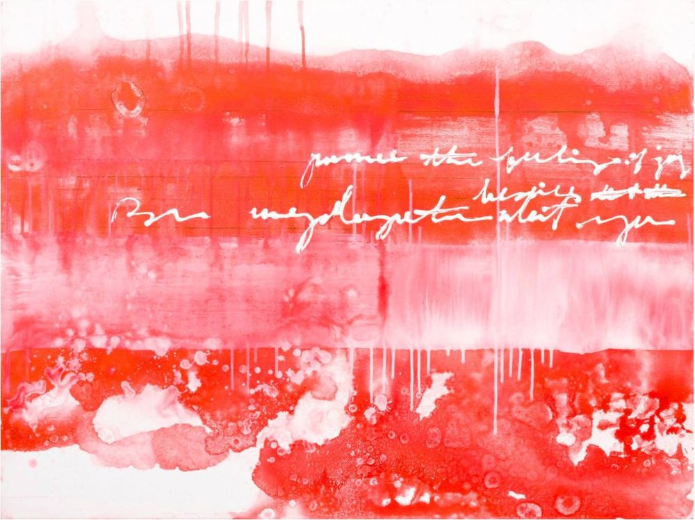 Rote abstrakte Kalligraphie von Deb Chaney