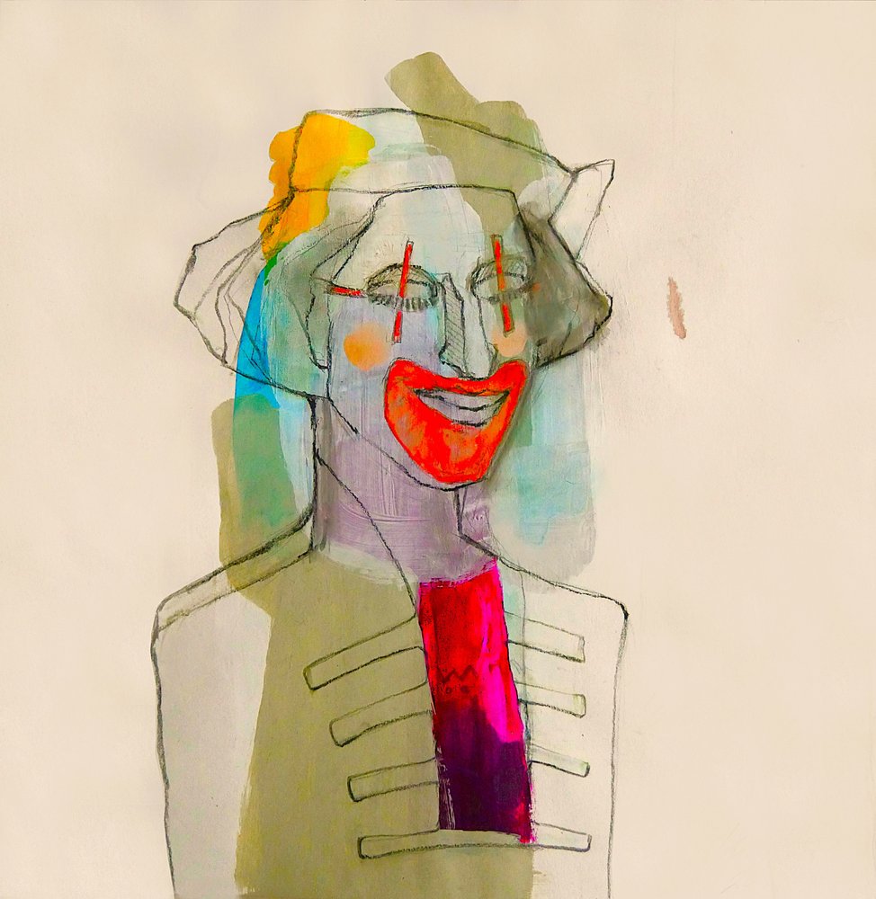 Buntes Clown-Porträt von Doris Schmitz
