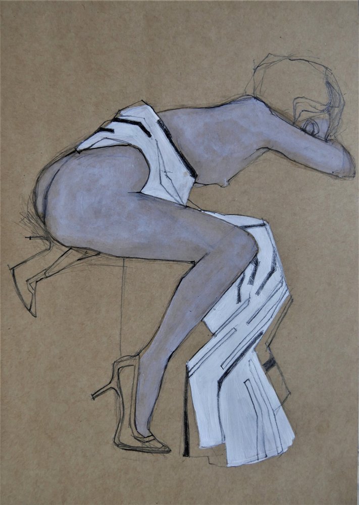 Elegante Nackte Modeskizze von Doris Schmitz