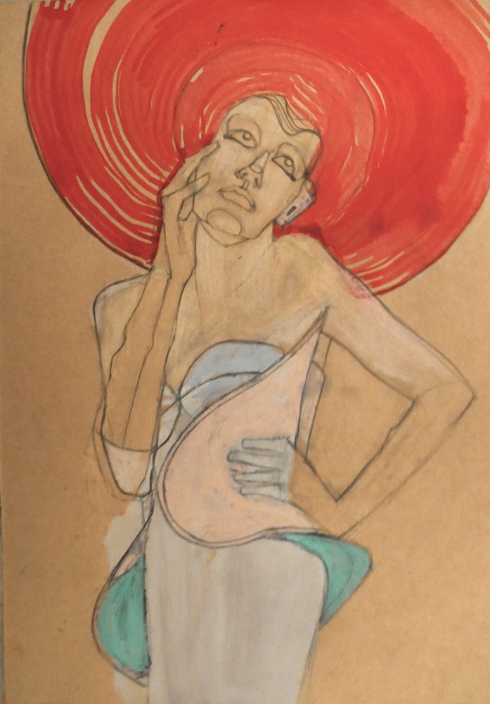 Elegante Frau mit rotem Hut von Doris Schmitz