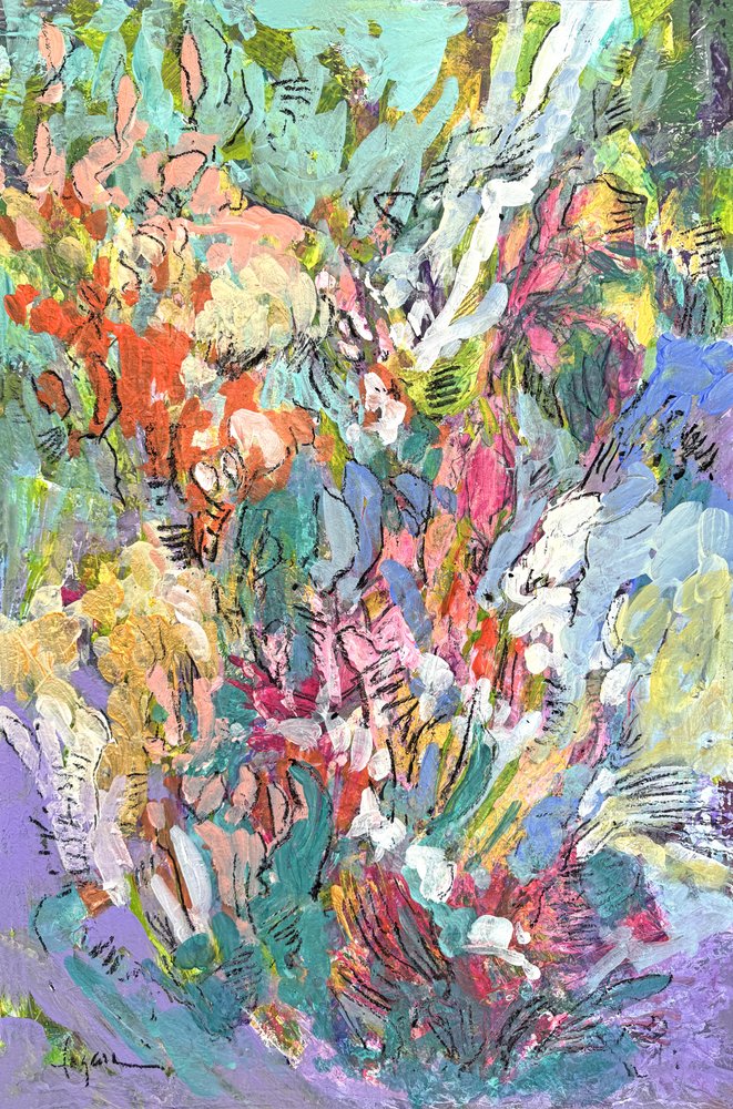 Bunte abstrakte Blumen von Dorothy Fagan