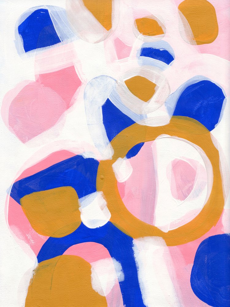 Blau-Pink-Gold-Abstrakt von Ejaaz Haniff