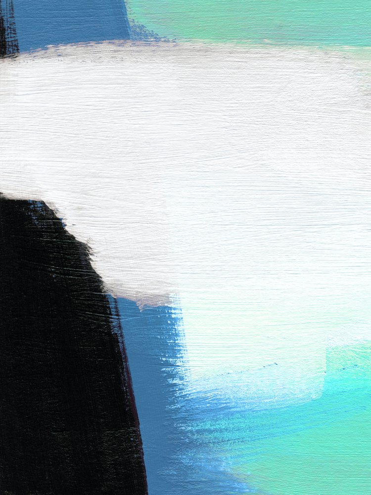 Modernes Blau-Grünes Abstrakt von Ejaaz Haniff