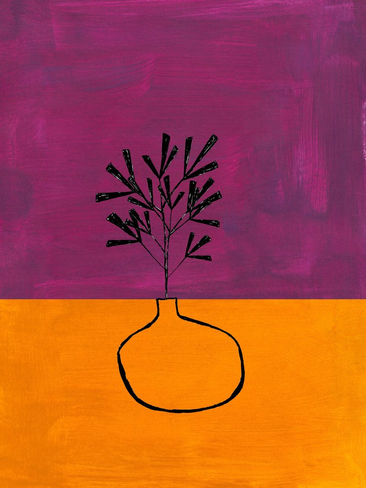 Lila-orange Pflanzenvase von Ejaaz Haniff