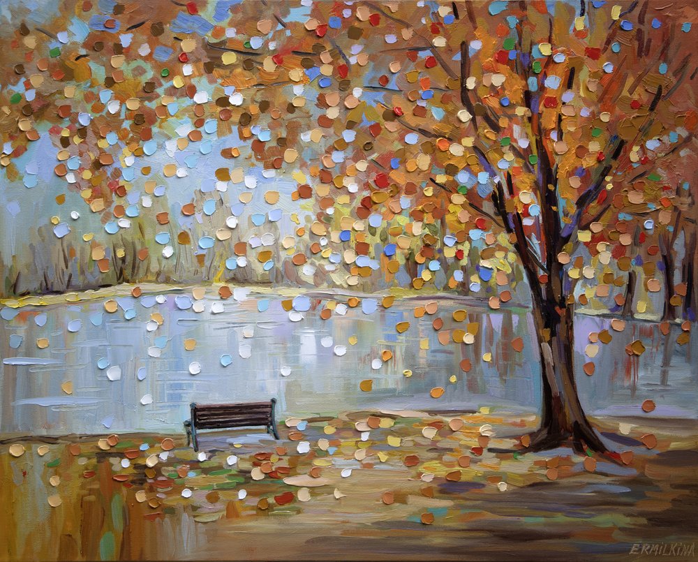 Herbstparkbank von Ekaterina Ermilkina