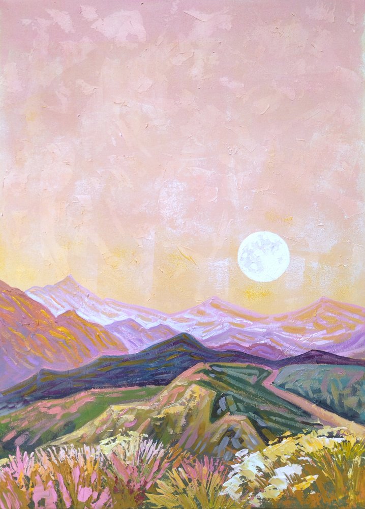 Pastell Bergmondaufgang von Ekaterina Prisich