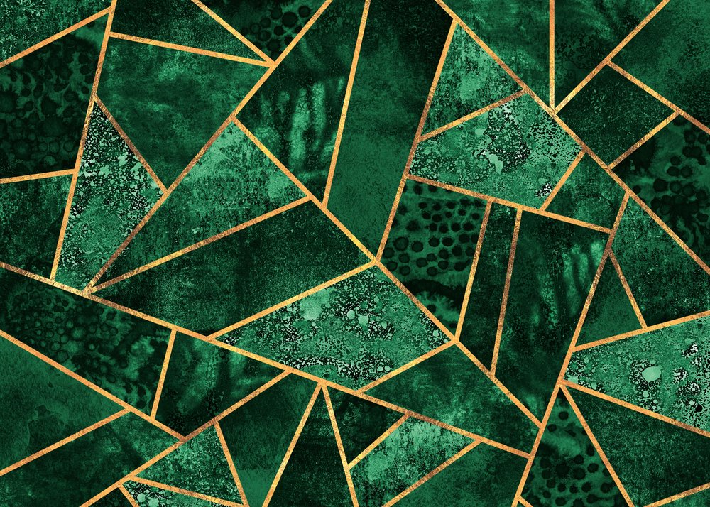 Smaragdgrünes Geometrisches Muster von Elisabeth Fredriksson