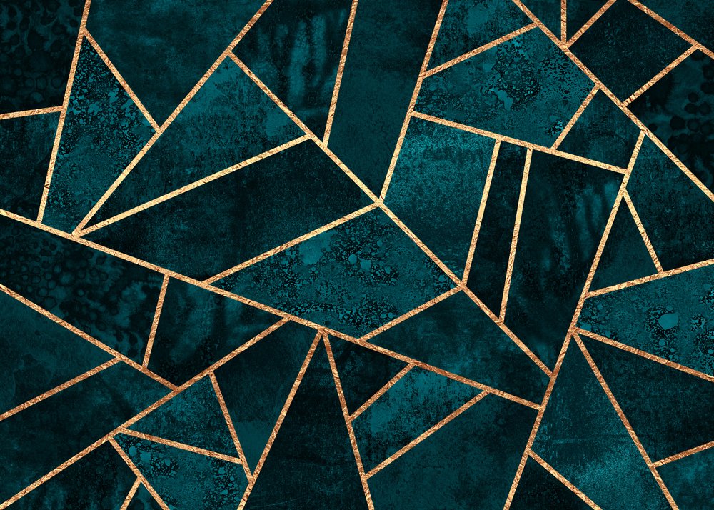 Teal Gold Geometrisches Mosaik von Elisabeth Fredriksson