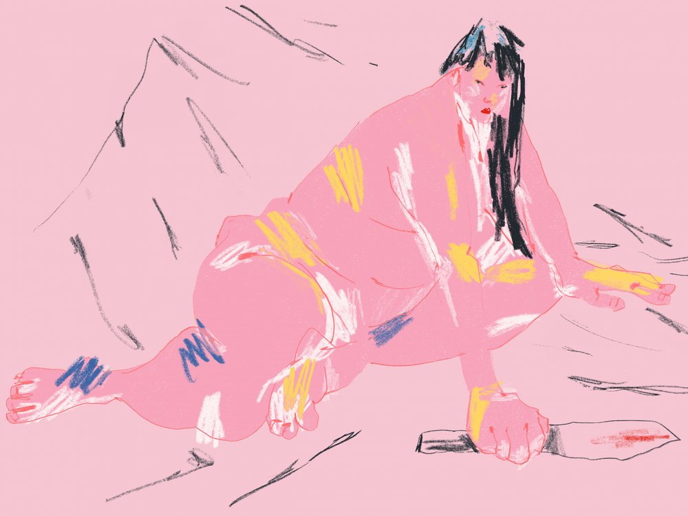 Pinke Figur Blutiges Messer von Francesco Gulina
