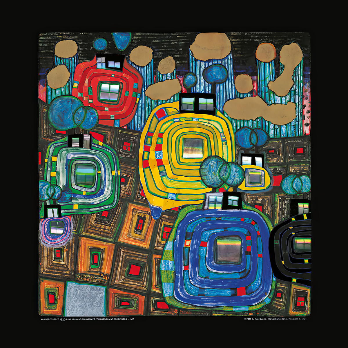 Pavillons und Bungalows für Einheimische und Ausländer von Friedensreich Hundertwasser