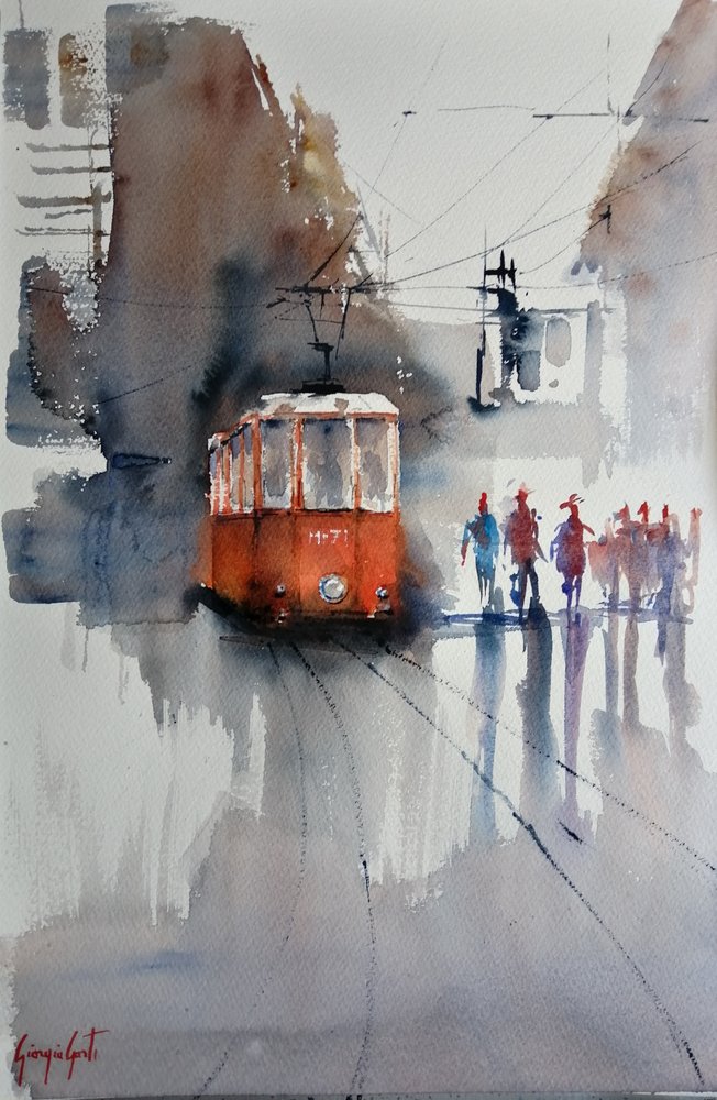 Orangene Stadtbahn von Giorgio Gosti