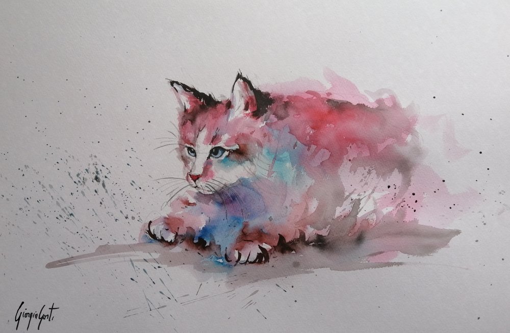 Aquarell Kätzchen Spritzer von Giorgio Gosti