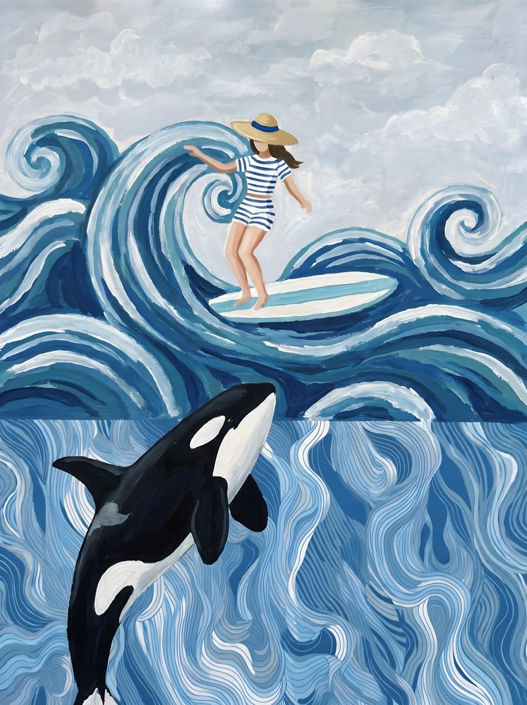 Surfermädchen und Orca von HUGO