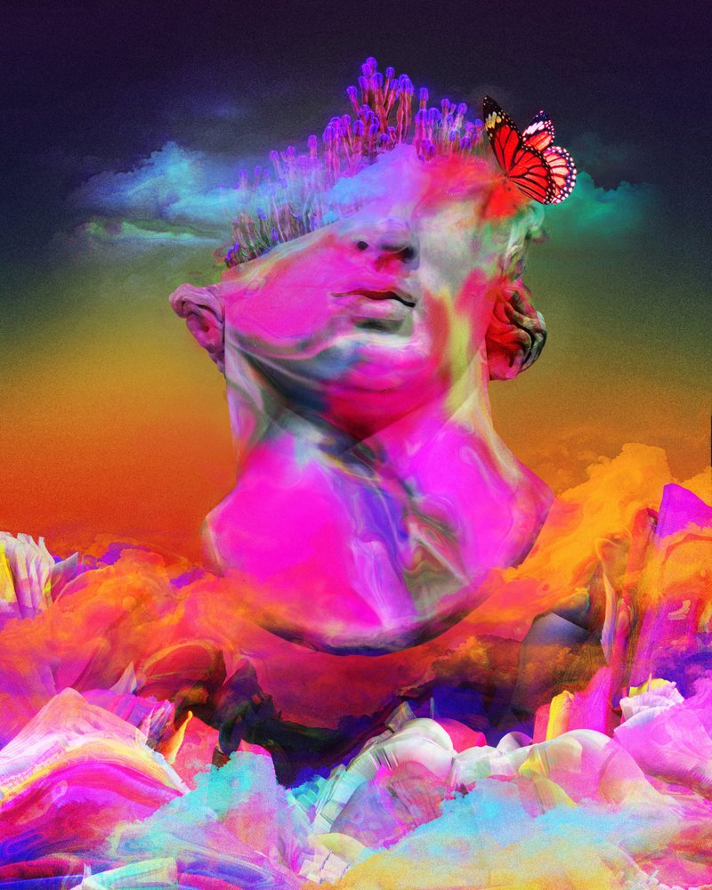 Lebendige psychedelische Statue von Halit Benli