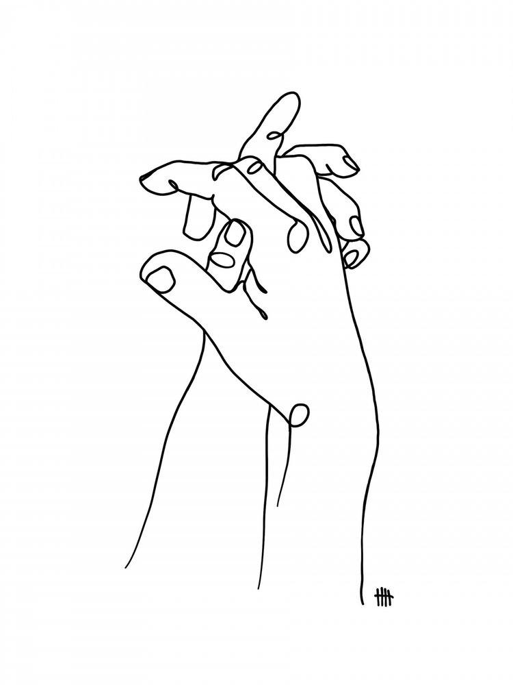Verbundene Hände Linienkunst von Hanna Lee Tidd