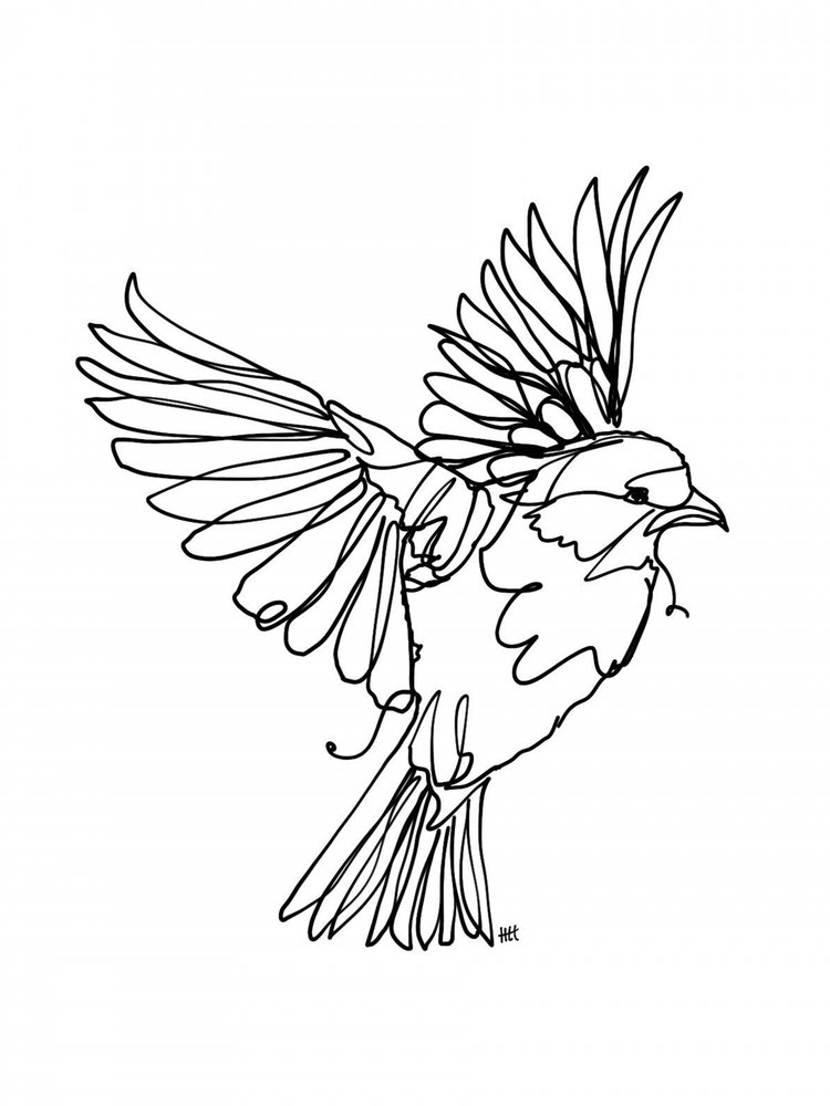 Fliegender Vogel Linienkunst von Hanna Lee Tidd