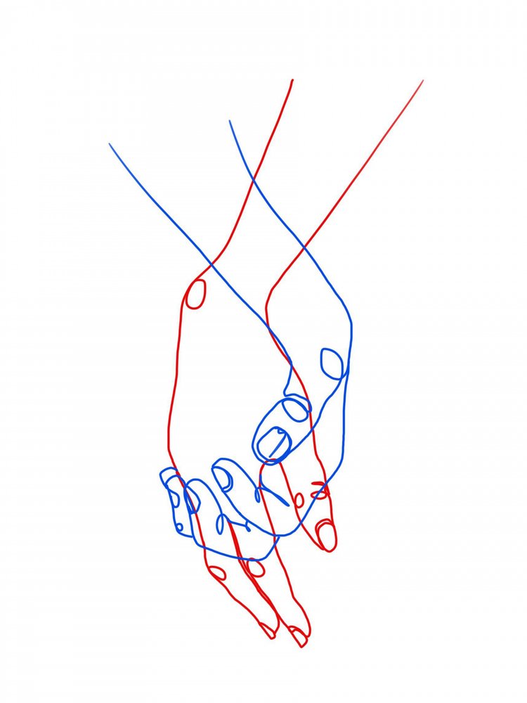 Händchenhalten Linienkunst von Hanna Lee Tidd