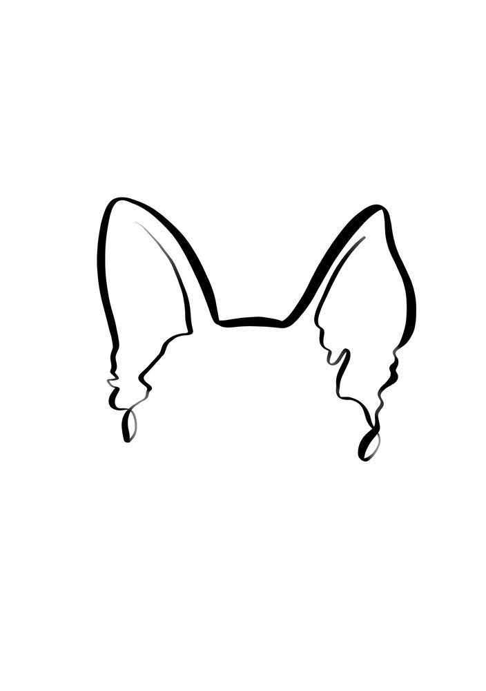 Minimalistischer Hund mit Katzenohren von Hanna Lee Tidd