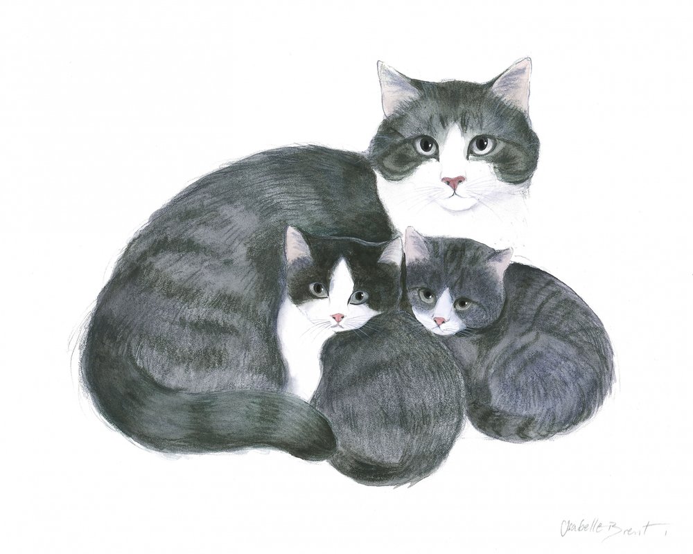 Katze und zwei Kätzchen von Isabelle Brent