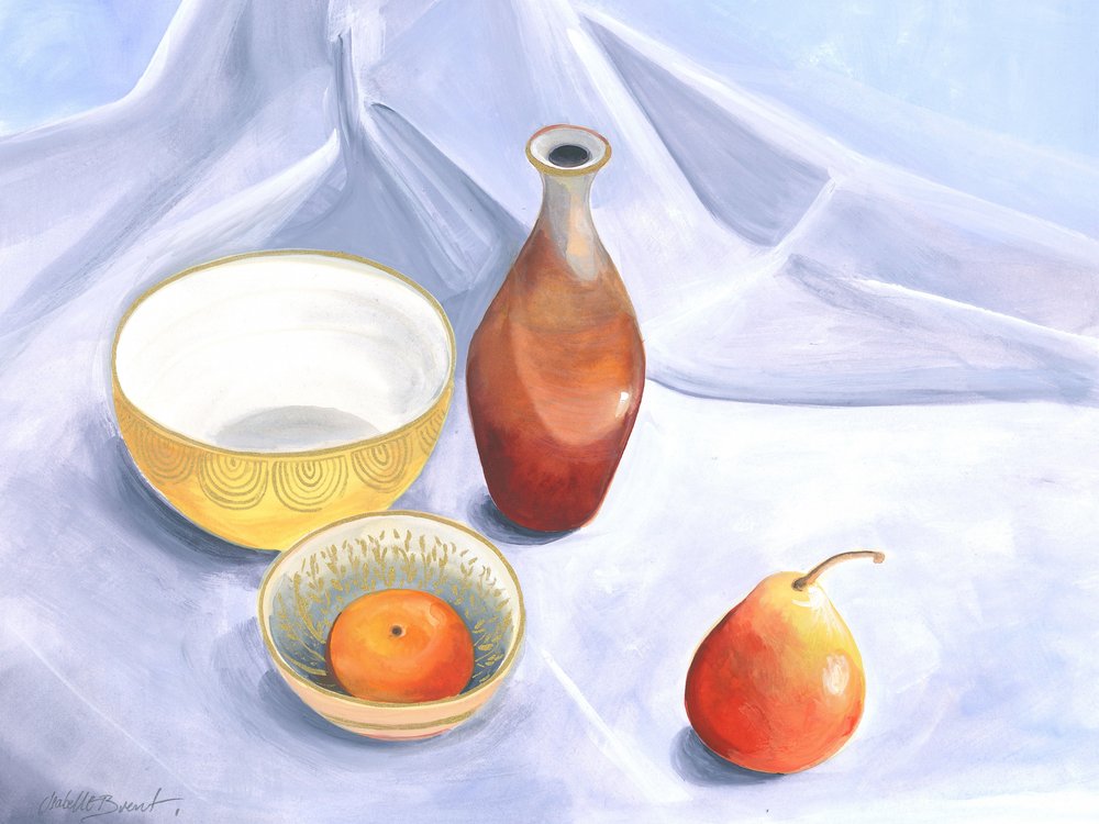 Stillleben mit Birne und Pflaume von Isabelle Brent