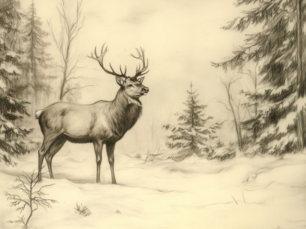 Majestätischer Winterhirsch von Jolly and Dash