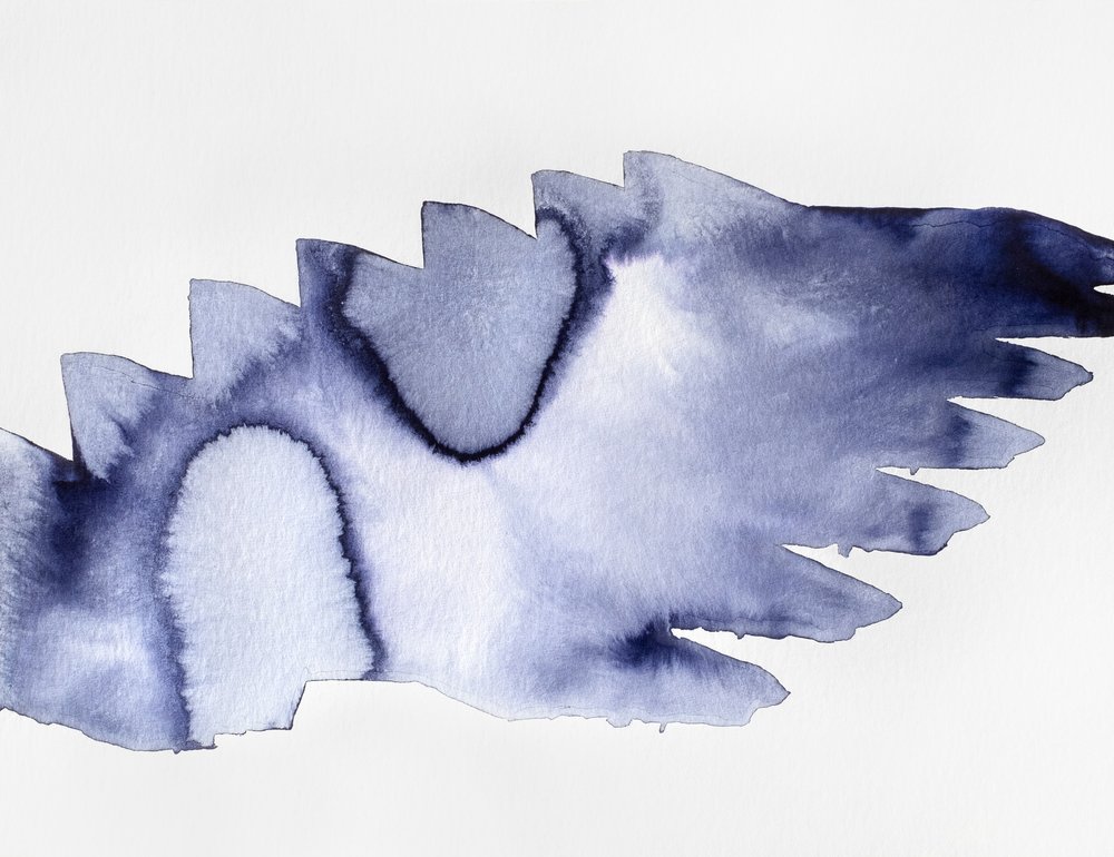 Fließendes Indigo-Aquarell von Joshua Hoskins