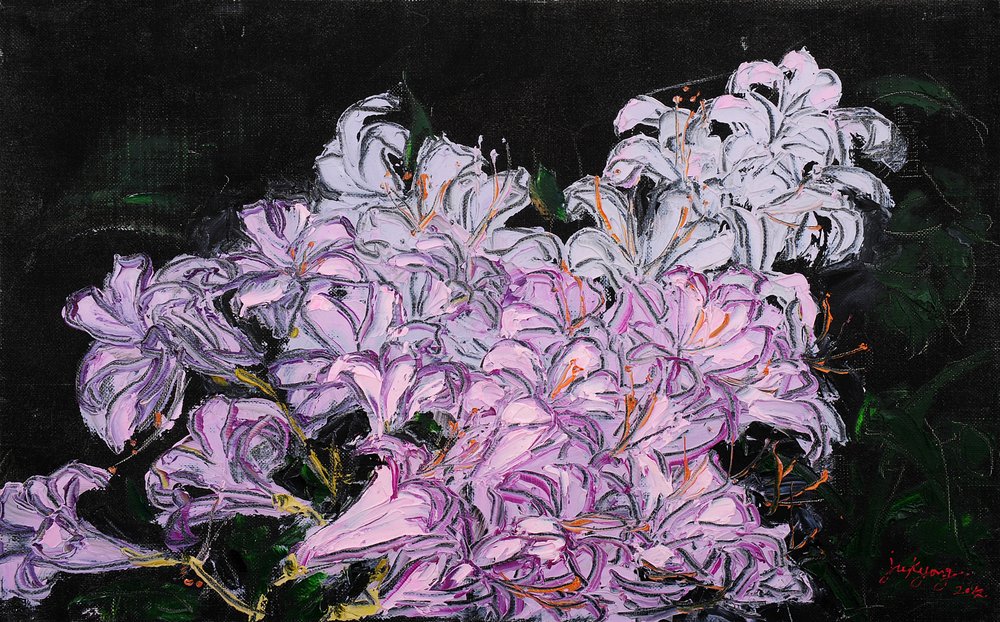 Violette Blütenmalerei von Jukyong Park