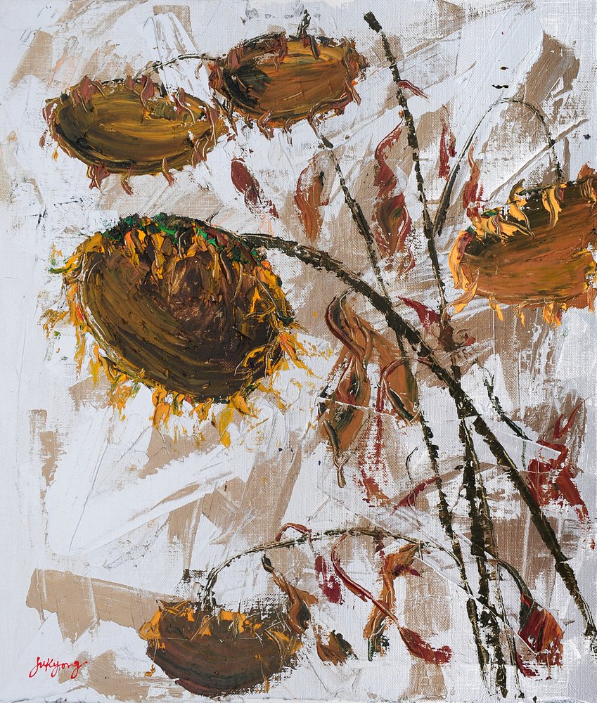 Verwelkte Herbstsonnenblumen von Jukyong Park