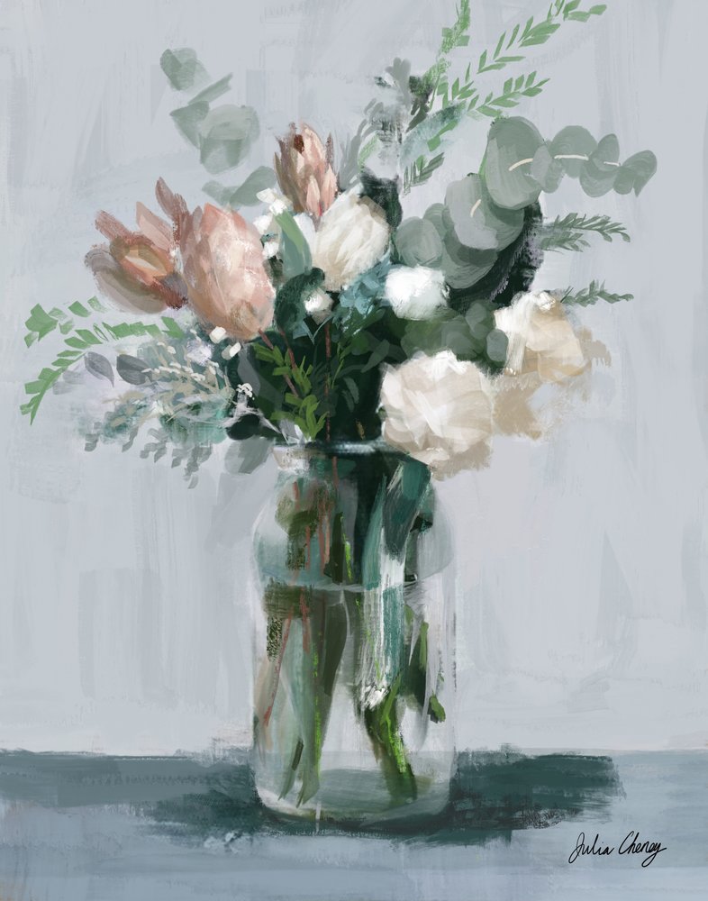 Rosa und cremefarbener Strauß von Julia Cheney