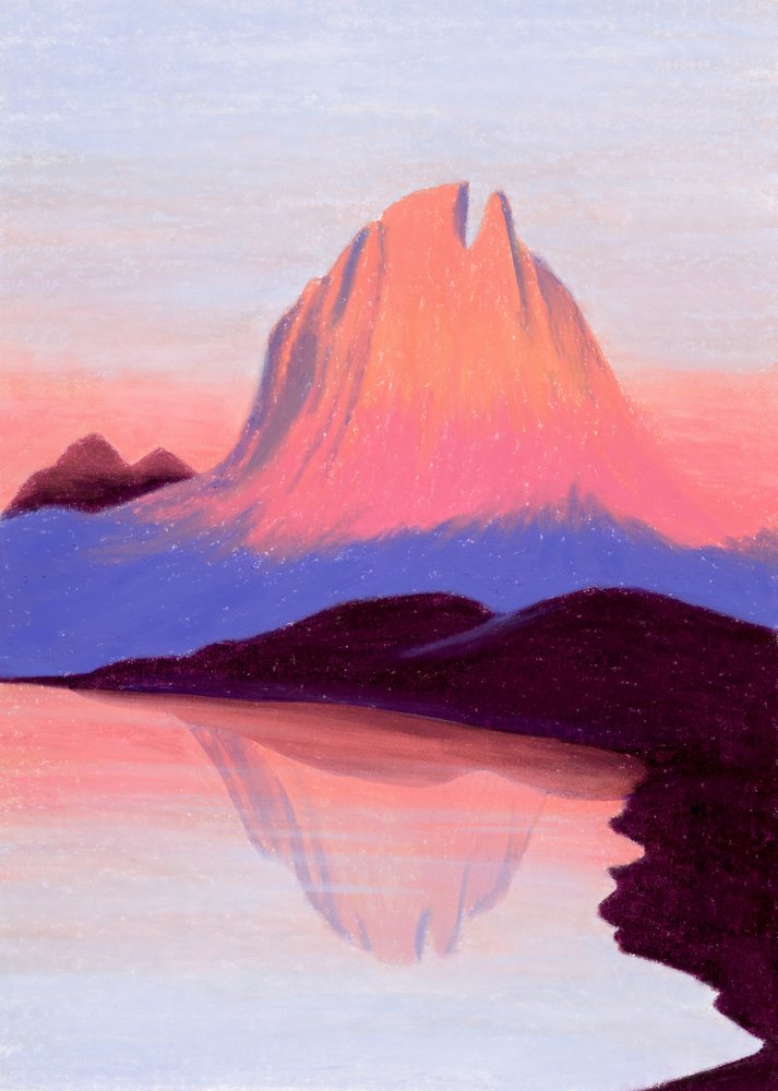 Lebendiger Bergsee-Sonnenuntergang von Julie Lesouef