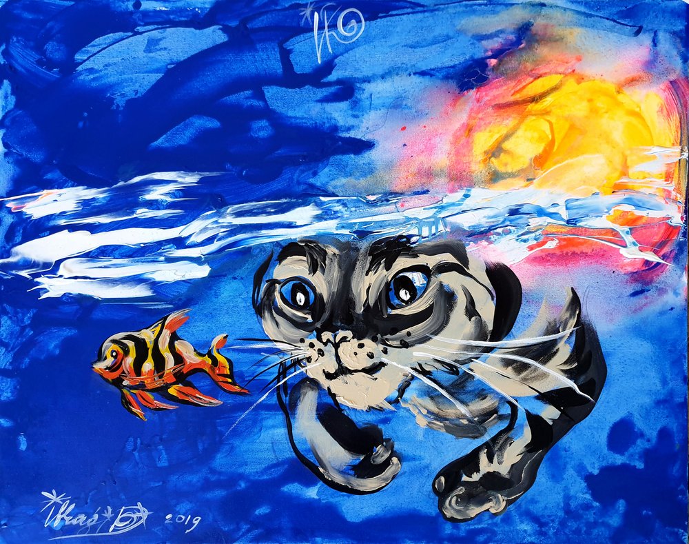 Neugierige Katze Unterwasser von Kanat Ibragimov