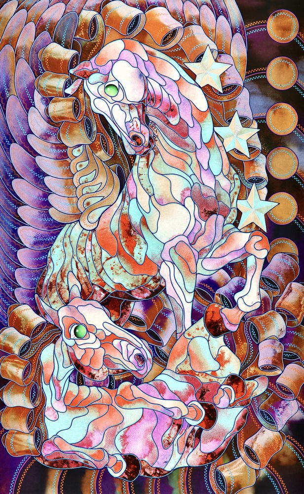 Fantasie-Buntglas-Pferde von Kostyantin Malginov