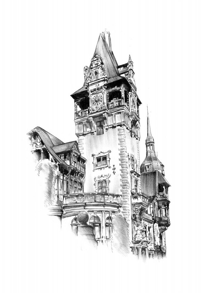 Elegante Schloss Skizze von Kulik