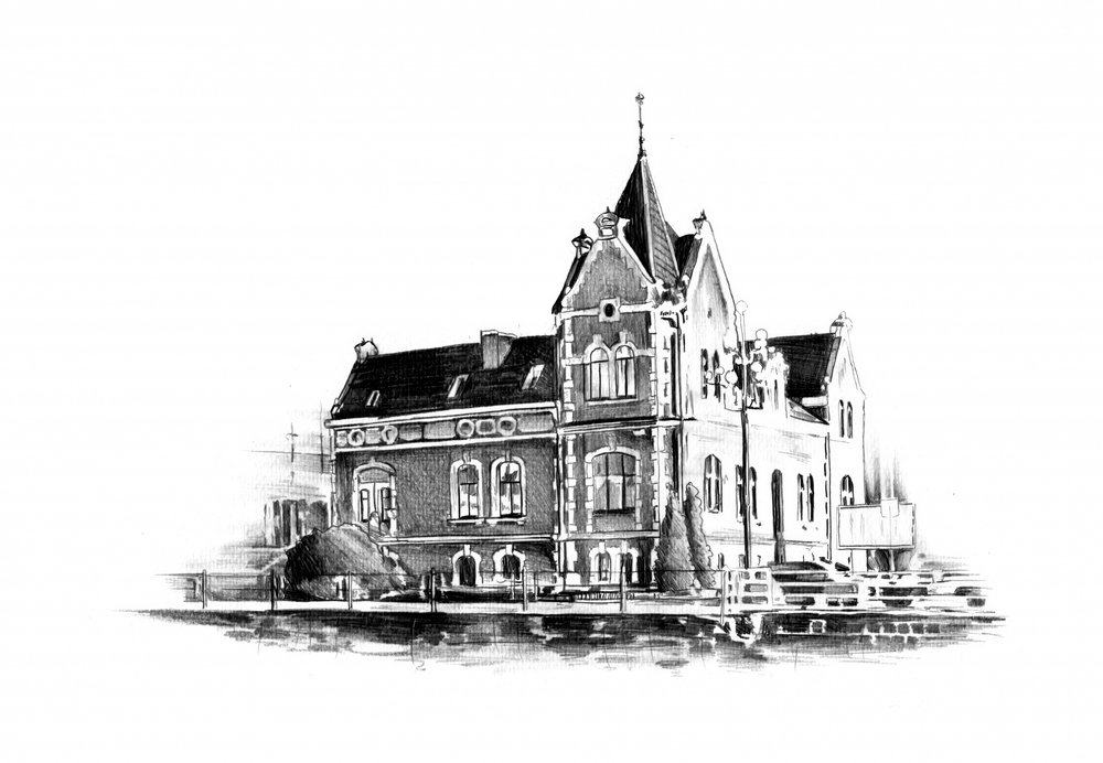 Elegante Herrenhausskizze von Kulik
