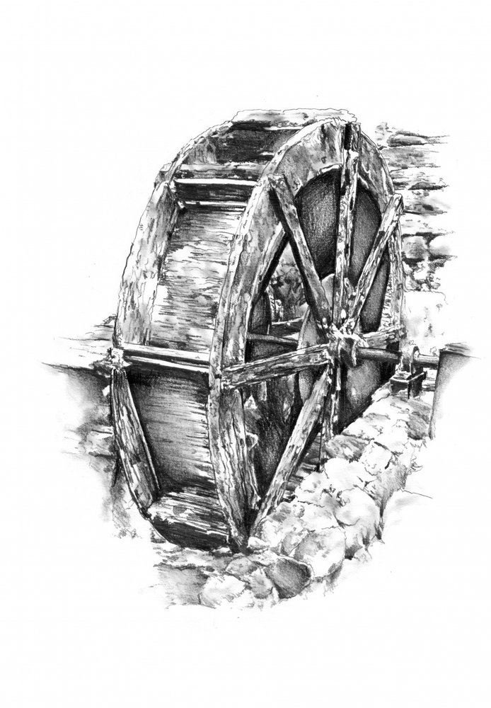 Rustikales Wasserrad von Kulik