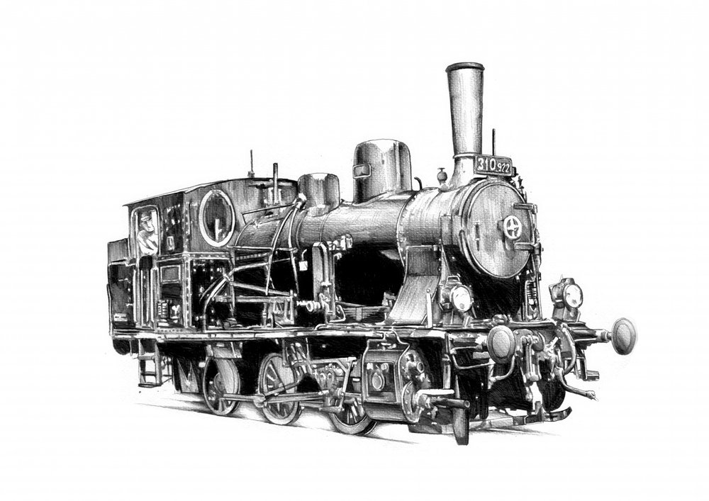 Vintage Dampflokomotive von Kulik