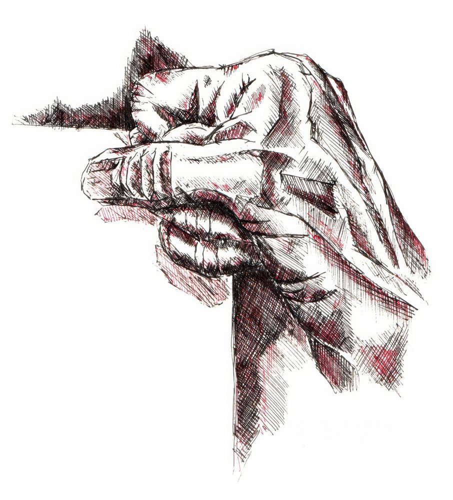 Müde Hand und Buch von Kulik