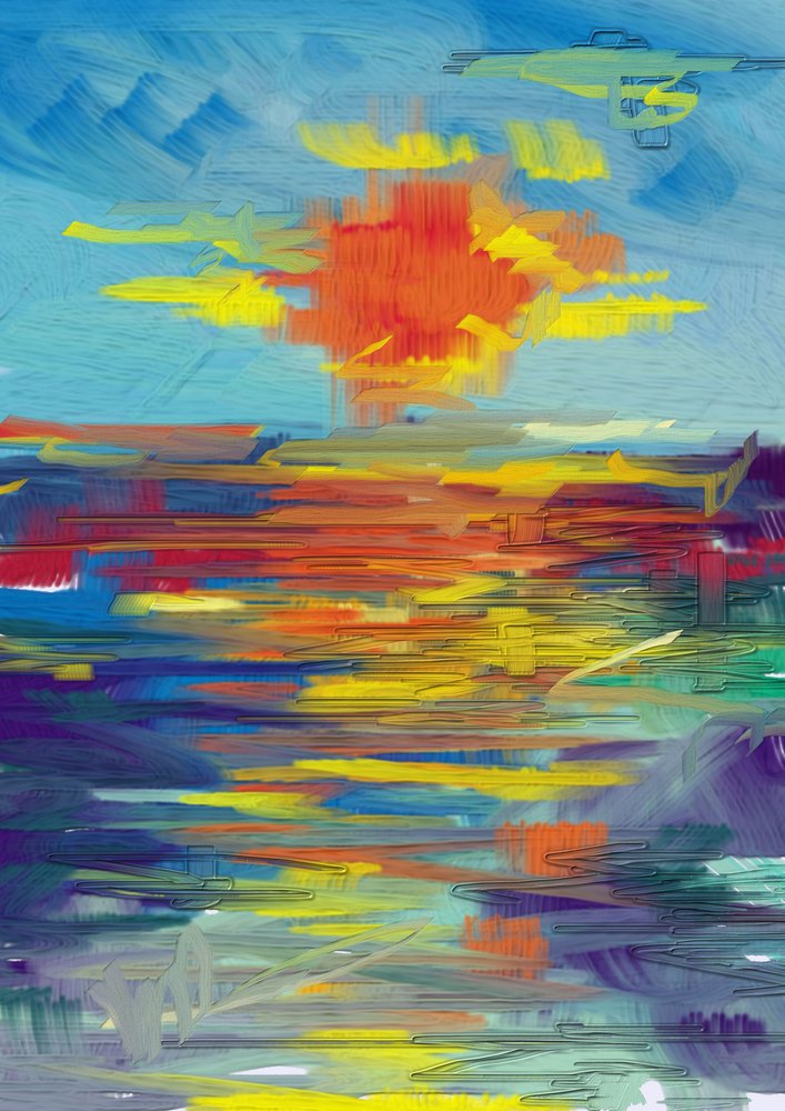 Abstraktes Sonnenuntergangsfahrzeug von Lembayung senja studio [Vintage Poster]