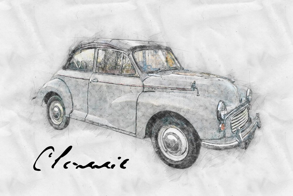 Klassische Autozeichnung von Lembayung senja studio [Vintage Poster]