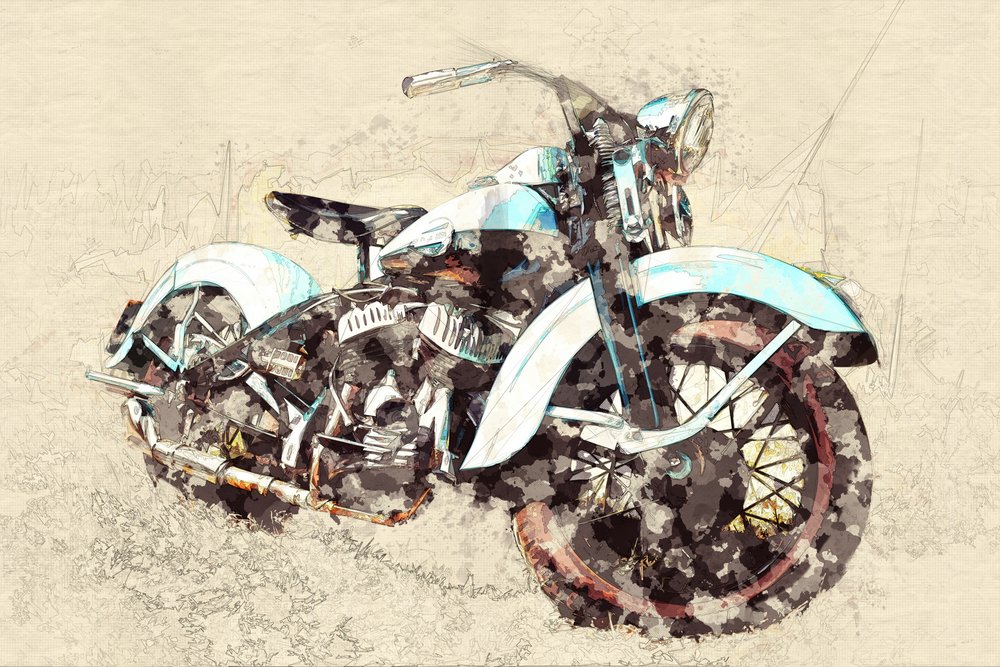 Klassische Motorradmalerei von Lembayung senja studio [Vintage Poster]