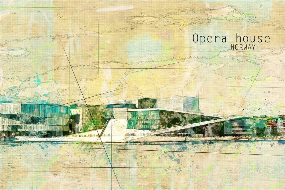 Oslo Opernhaus Norwegen von Lembayung senja studio [Vintage Poster]