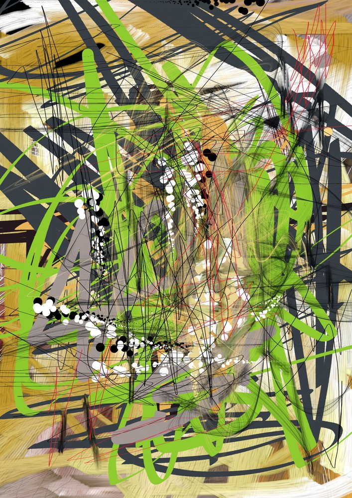 Lebhaftes abstraktes grünes Chaos von Lembayung senja studio [Vintage Poster]