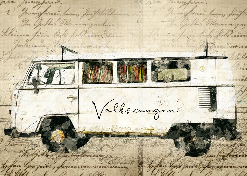 Vintage-Camper-Van von Lembayung senja studio [Vintage Poster]