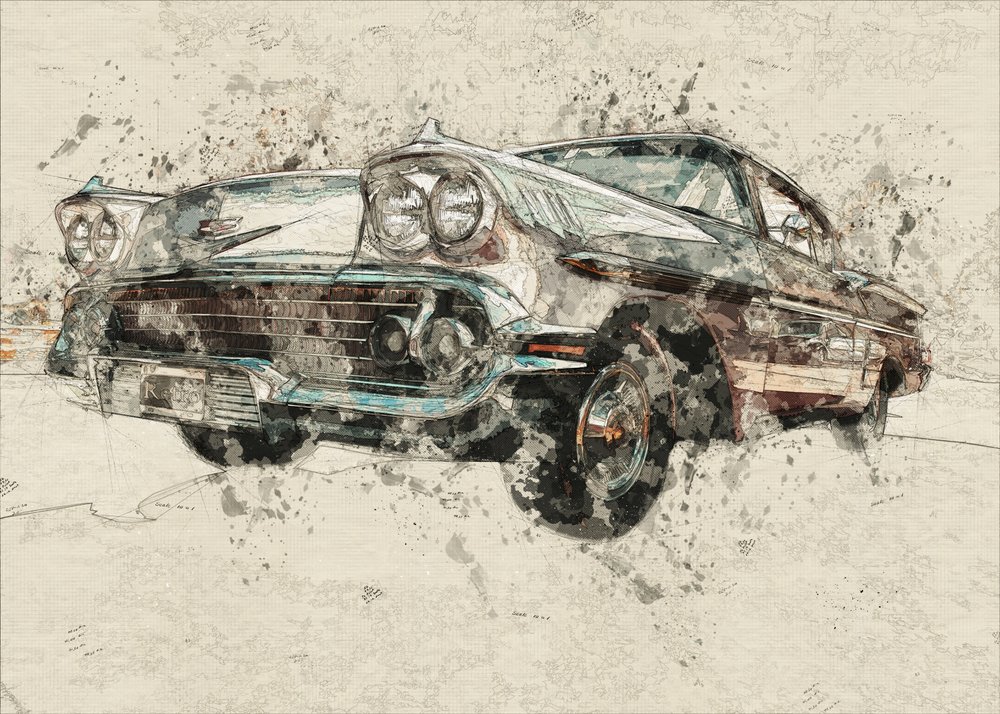Vintage Auto Skizze von Lembayung senja studio [Vintage Poster]