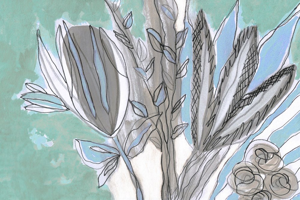 Abstrakte Blumenskizze von Lori Ann Folz
